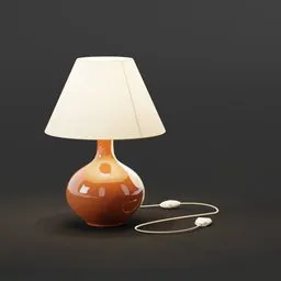 Detailed Blender 3D ceramic lamp model with adjustable cable, ideal for interior design visualization.