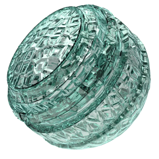 High-resolution PBR Textured Glow Crystal Glass material for Blender 3D, procedural shader configuration ready for rendering.