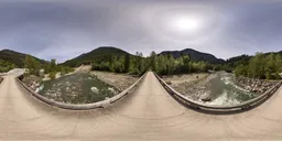 Bridge over River Mountain Landscape