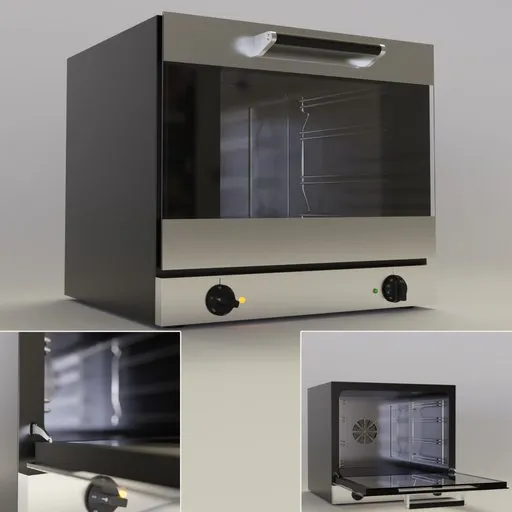 Realistic 3D model of a 60cm oven with openable door, compatible with Blender, perfect for home and business interior rendering.