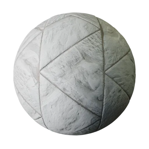 High-resolution triangular stone pavement texture for realistic PBR rendering in 3D applications.