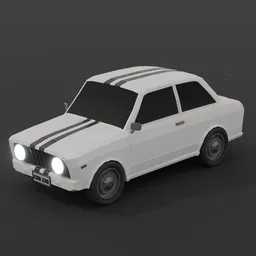 Low Poly White Racing Car