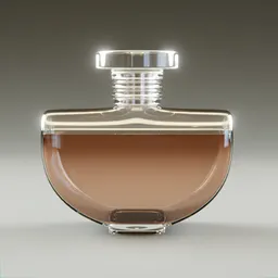 Detailed 3D render of a luxury perfume bottle with a realistic glass texture and reflective surface for Blender artists.