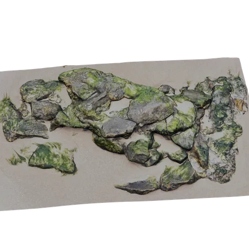 Highly detailed moss-covered rocks 3D model, optimized for Blender rendering.