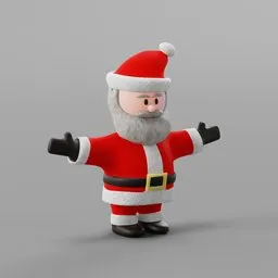 3D Blender model of a cheerful Santa Claus in red costume, suitable for Christmas animation and decor.