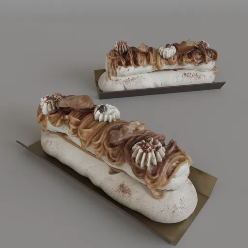 Realistic 3D model of a chestnut cake, perfect for rendering in Blender, with detailed textures and materials.