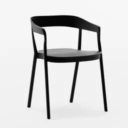 "Modern black plastic chair 3D model for Blender 3D - perfect for contemporary dining and decor. Features include orthographic view, realistic design, and minimalist style. Created by Oluf Høst with attention to detail and precise topology."