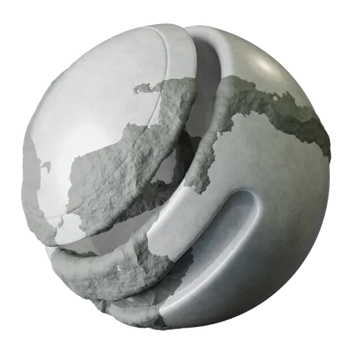 Detailed PBR cracked floor texture shader for Blender 3D, featuring customizable scale, rotation, reflection, and displacement controls.