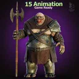 Wild Warlord Monster-Rigged-Animated