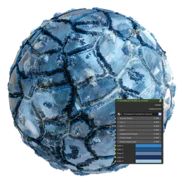 PBR material for Blender 3D featuring a realistic cracked icy surface texture, suitable for CG environments.