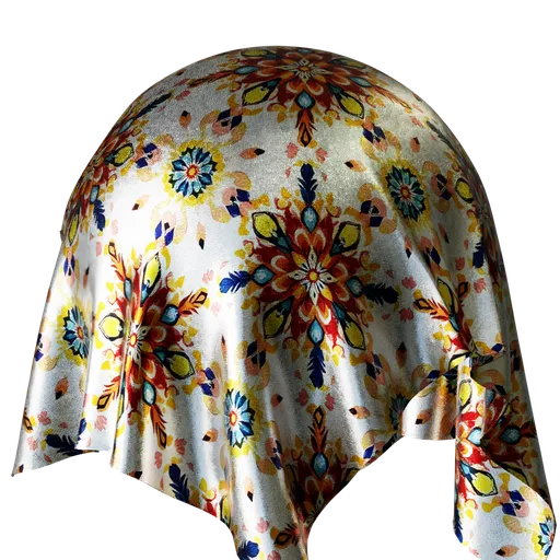 Glossy Floral Pattern Ikat Silk