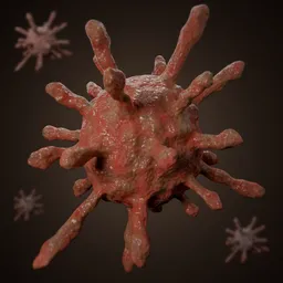 Detailed 3D render of a virus for use in Blender, ideal for science and educational graphics.