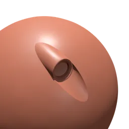 3D sculpting brush for Blender, creating circular connector indentation on model surface.