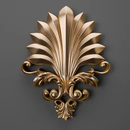 Golden baroque trim brush 3D model for efficient scene detailing in Blender.