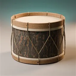 Highly detailed Blender 3D model featuring a traditional Alfaia drum with realistic textures and rope tuning system.