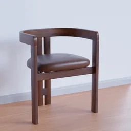 "Discover the Pigreco Dining Chair, an iconic design by Tobia Scarpa from 1959. This 3D model in Blender 3D features a minimalist wooden frame and leather seat, perfect for any interior decor. Created with path tracing rendering and inspired by artists such as Carl-Henning Pedersen and Liubov Popova."