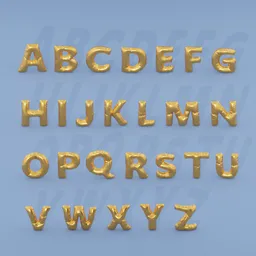 "Get creative with our "English Alphabet Balloons" 3D model for Blender 3D. Featuring gold letters against a blue background, this untextured asset sheet is perfect for Roblox and beyond. Inspired by Frances C. Fairman and boasting an isometric top-down left view, this model is a must-have for any archeological or mineral-themed project."