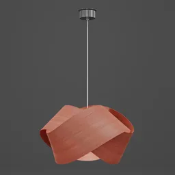 Twisting wooden 3D ceiling light model, Ray Power design, optimized for Blender rendering.