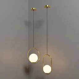 "Golden chained pendent lights with round brass plates, inspired by Albert Bertelsen and Hugo Sánchez Bonilla, rendered with Blender 3D software. Perfect interior decorative lighting for any room."