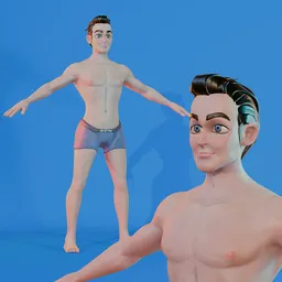 Stylized Cartoon Adult Man – Rigged Base Mesh (Rigify)