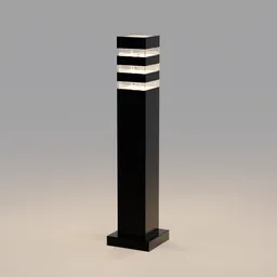 Detailed 3D bollard model with realistic glass reflections and illuminating point light for Blender exterior scenes.