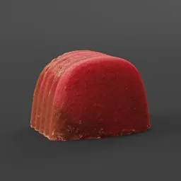 High-detail 3D scanned candy model with chocolate and strawberry textures, Blender-ready for scene composition.