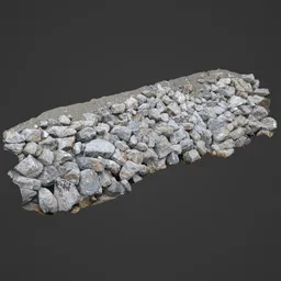 Highly detailed 3D model of a stone rubble, perfect for Blender rendering and CGI landscapes.