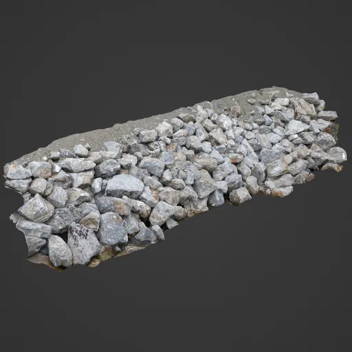 Highly detailed 3D model of a stone rubble, perfect for Blender rendering and CGI landscapes.