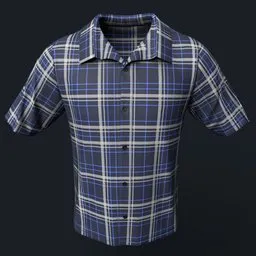 Blue and White Plaid Button-Up Shirt