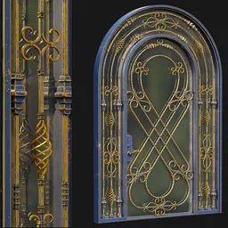 Ornate Wrought Iron Arched Door