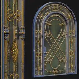 Ornate Wrought Iron Arched Door