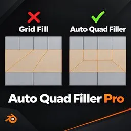 Auto Quad Filler Pro – One-Click Quad Topology Transitions Between Uneven Edge Loops