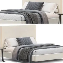 High-quality 3D model of modern bed, detailed UV mapping, and realistic textures, rendered in Blender Cycles.