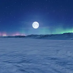 Night Starry Sky with Aurora and Snow