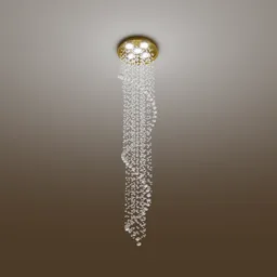 Spiral crystal chandelier 3D model for Blender, elegant ceiling light fixture design with sparkling beads.
