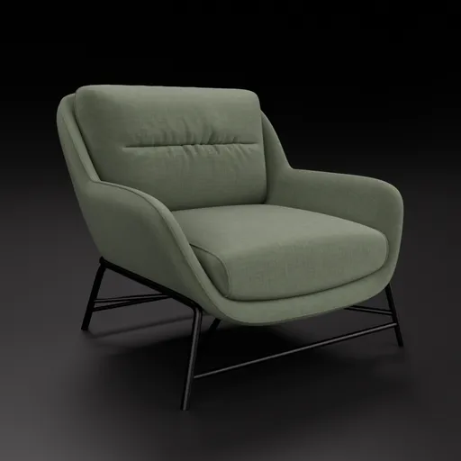 High-quality 3D model of a stylish fabric armchair with customizable color, perfect for Blender 3D rendering.