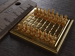 Miniature Unmovable Chess Set