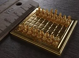 Miniature Unmovable Chess Set