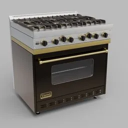 Viking 36in 6 Burner Black Brass Oven