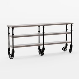 Industrial Rolling Console Table Long