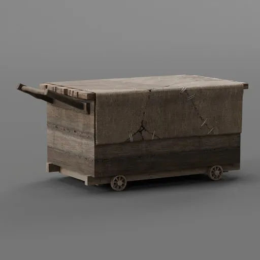 Detailed 3D wooden cart model for ancient setting, optimized for Blender rendering.