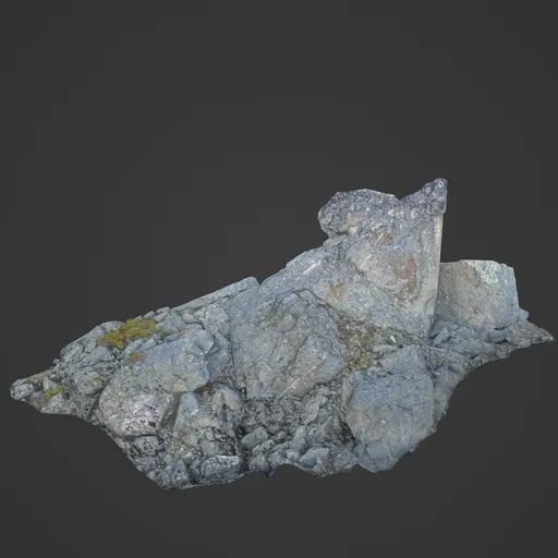 Realistic 3D alpine rock cluster for Blender, detailed texture, ideal for virtual environment design.