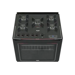 Detailed 3D model of a digital display 5-burner stove, Blender-ready, for kitchen design visualization.