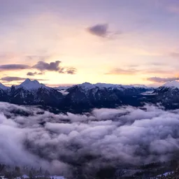 Dramatic Sunset Winter Mountains