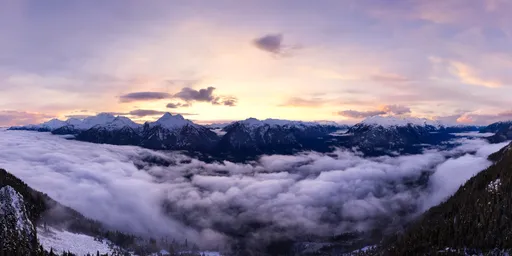 Dramatic Sunset Winter Mountains