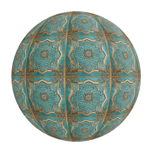 Intricate teal & gold wallpaper