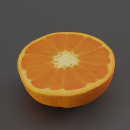 Realistic 3D model of a cut tangerine with detailed 8K textures, ideal for Blender rendering.