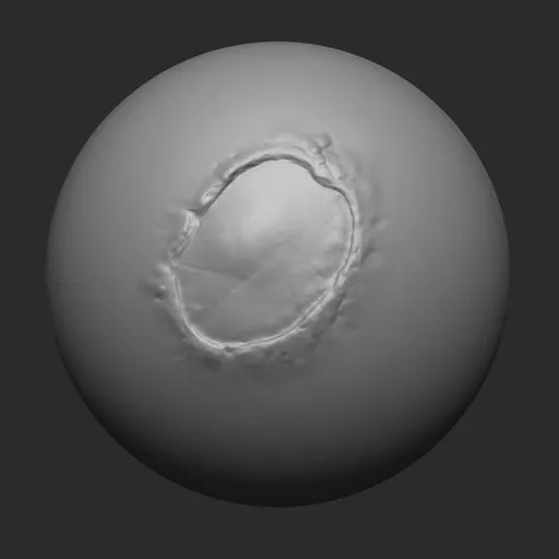 3D modeling scar-imprint sculpting brush effect for realistic flesh damage on Blender models.