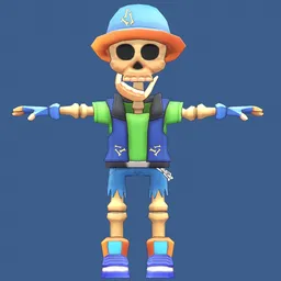 Skeleton Low Poly Game Character