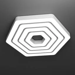 "Hexagonal ring ceiling light Multiline HC-C in various sizes, separated lights that can be repositioned.  Perfect for modern interior design. Created in Blender 3D."